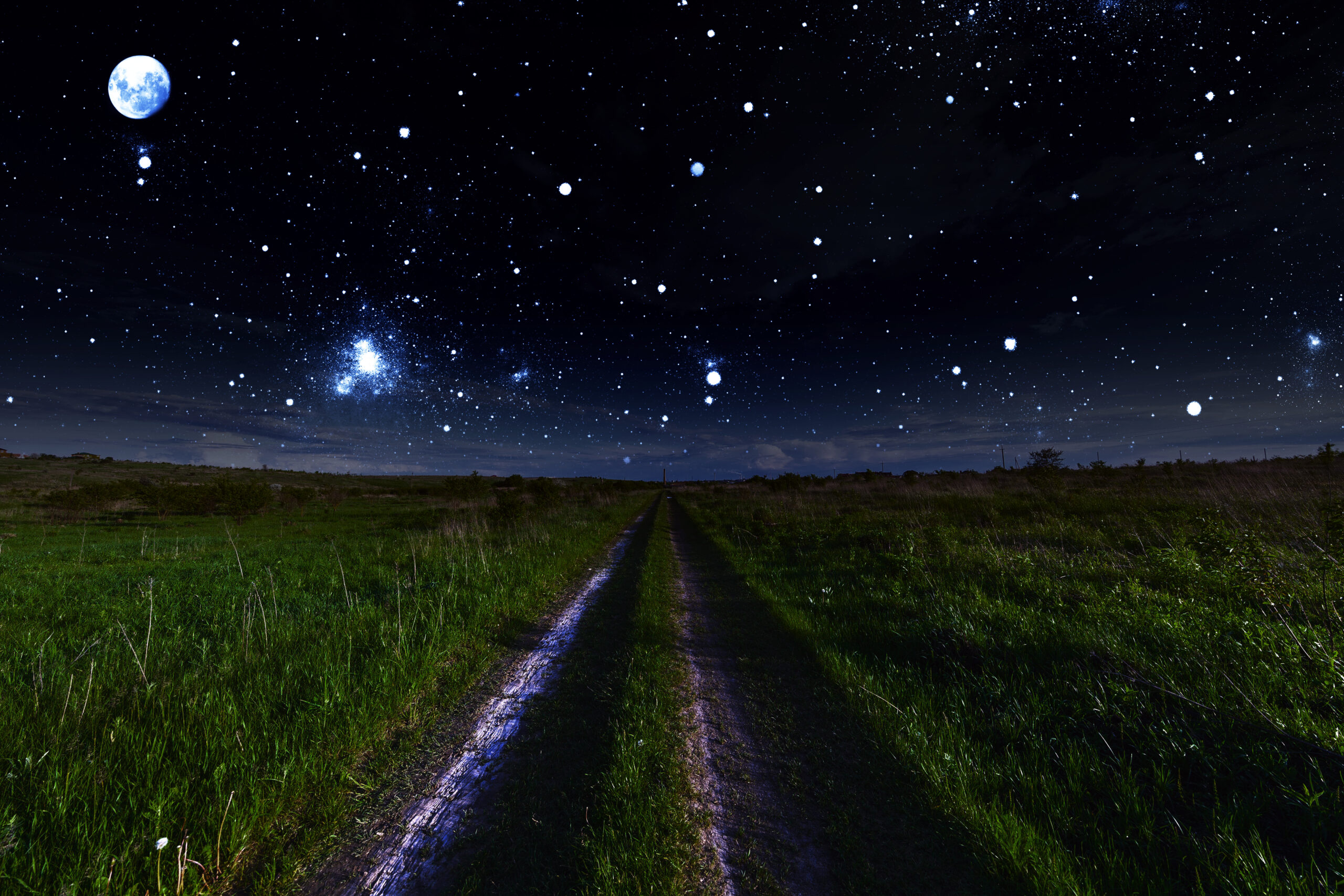 sentiero nella notte sotto un cielo stellato- medipthazione