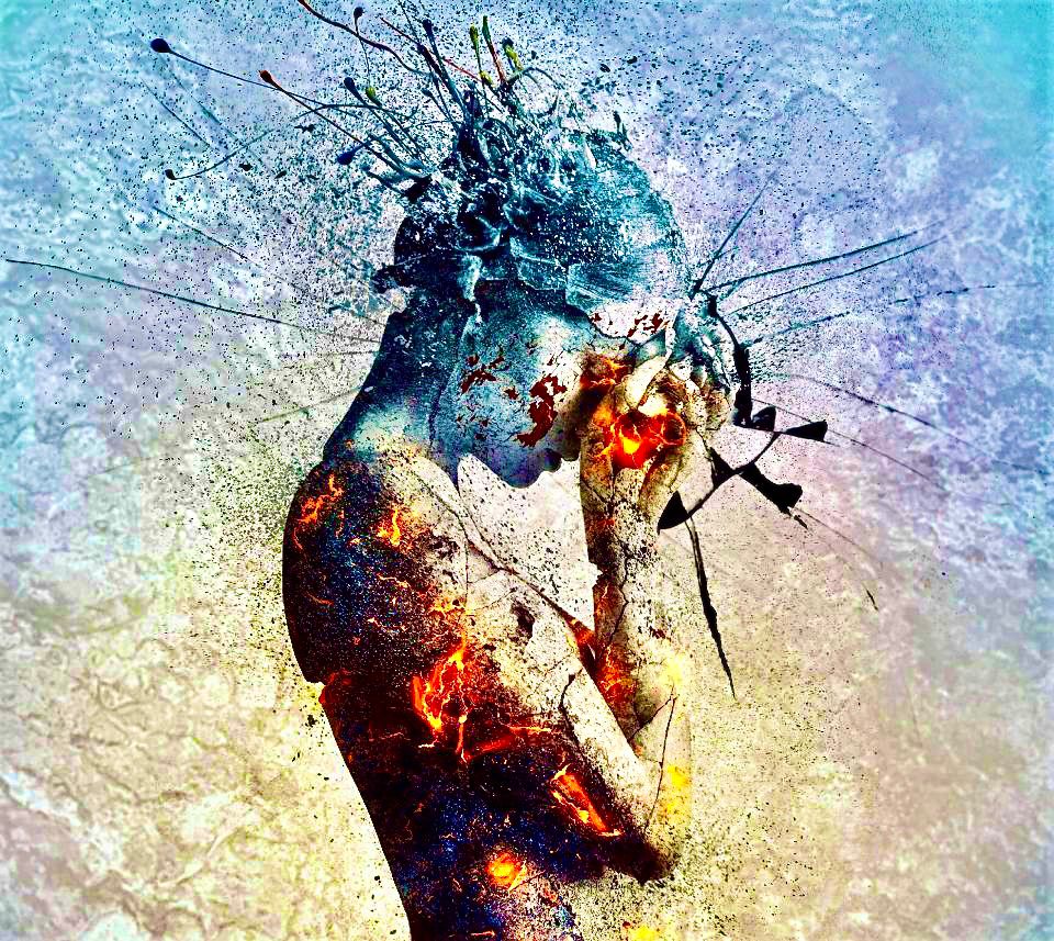 composizione astratta con fluidi e colori in movimento spazio interiore e trasformazione - medipthazione