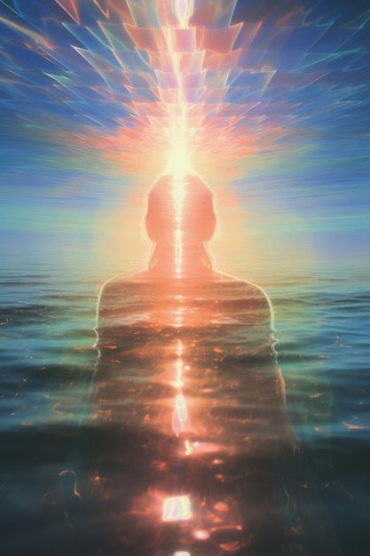 figura immersa nell’acqua con luce che attraversa il corpo connessione tra respiro e coscienza - medipthazione